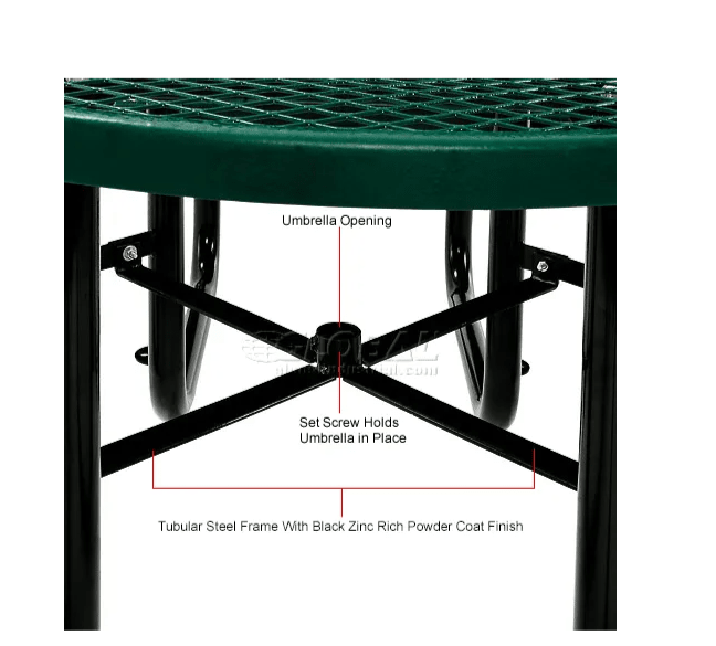 Global Industrial 46" Round Picnic Table, Expanded Metal (GLB - 277150) - SchoolOutlet