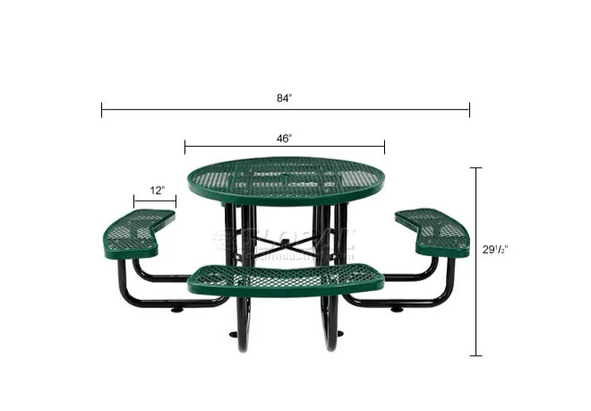 Global Industrial 46" Round Picnic Table, Expanded Metal (GLB - 277150) - SchoolOutlet