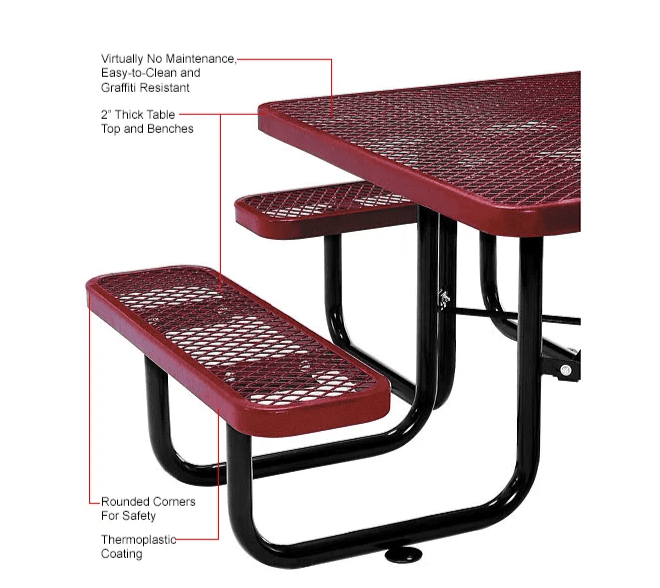 Global Industrial 46" Square Picnic Table, Expanded Metal (GLB - 277151) - SchoolOutlet