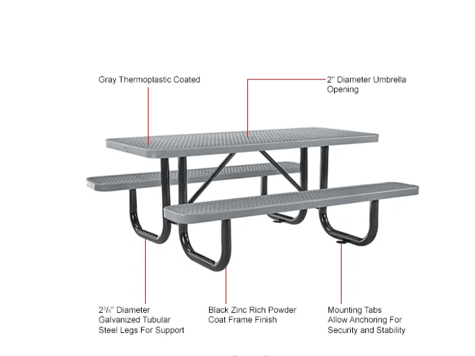 Global Industrial 6' Rectangular Picnic Table, Expanded Metal (GLB - 277152) - SchoolOutlet