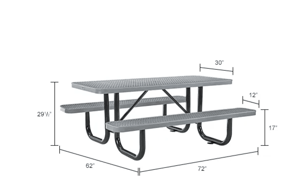Global Industrial 6' Rectangular Picnic Table, Expanded Metal (GLB - 277152) - SchoolOutlet