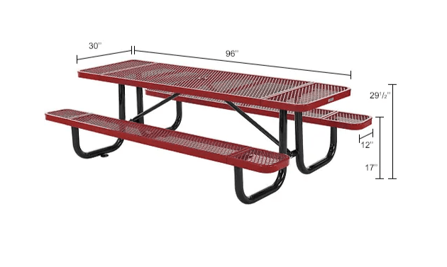 Global Industrial 8' Rectangular Picnic Table, Expanded Metal (GLB - 277153) - SchoolOutlet