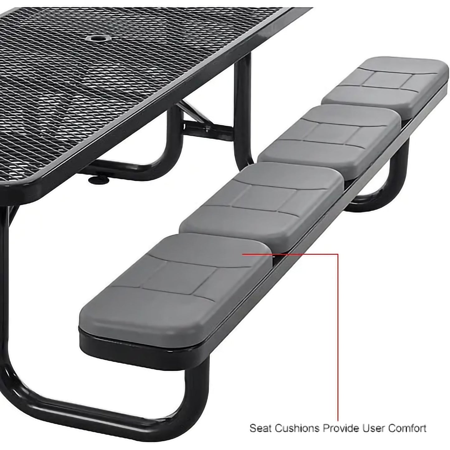 Global Industrial 8' Rectangular Picnic Table w/ Seat Cushions, Expanded Metal (GLB - 277153XXXKD) - SchoolOutlet