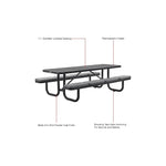Global Industrial 8' Rectangular Picnic Table w/ Seat Cushions, Expanded Metal (GLB - 277153XXXKD) - SchoolOutlet