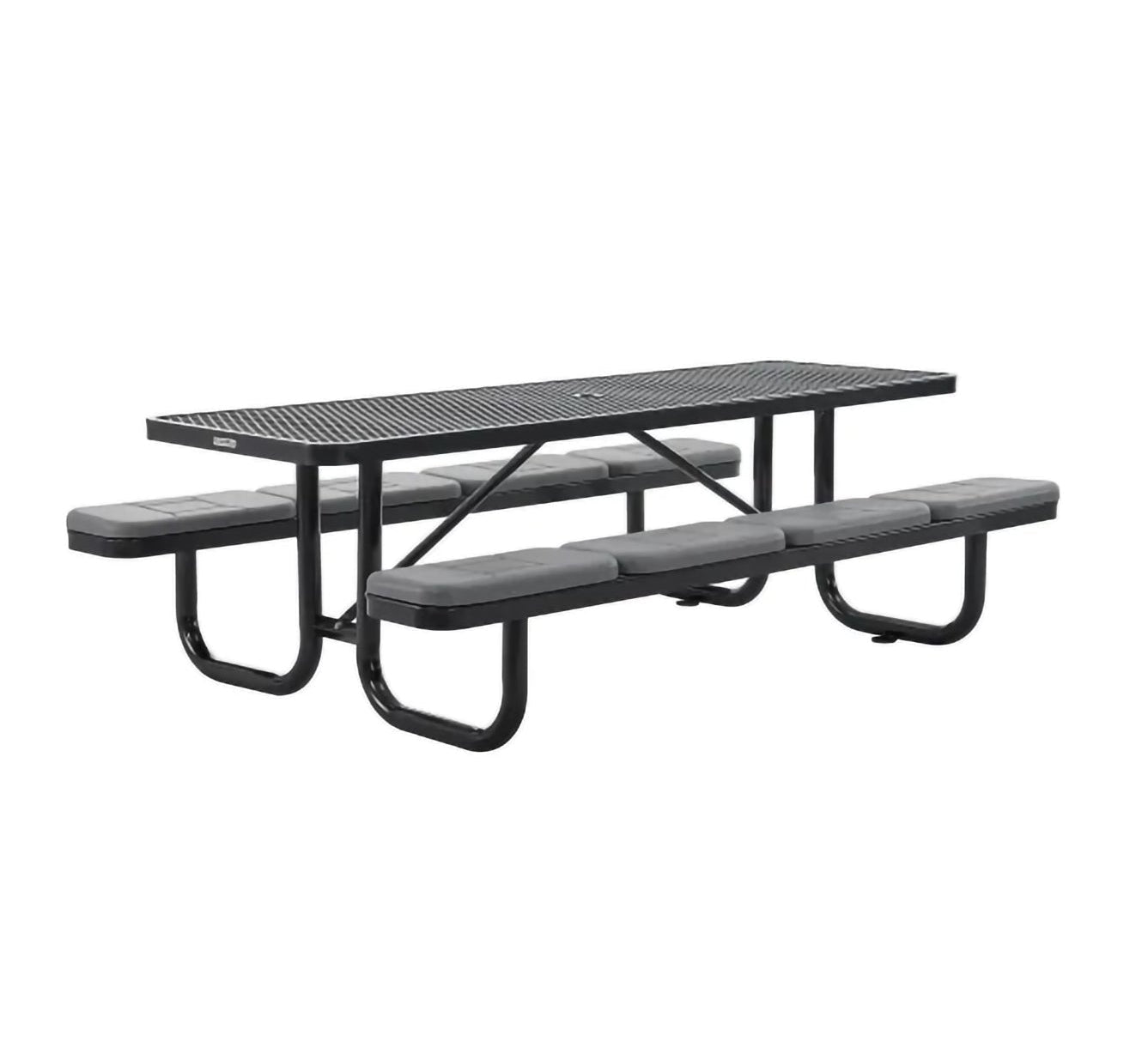 Global Industrial 8' Rectangular Picnic Table w/ Seat Cushions, Expanded Metal (GLB - 277153XXXKD) - SchoolOutlet