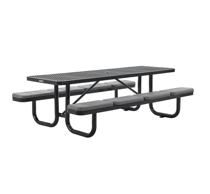 Global Industrial 8' Rectangular Picnic Table w/ Seat Cushions, Expanded Metal (GLB - 277153XXXKD) - SchoolOutlet