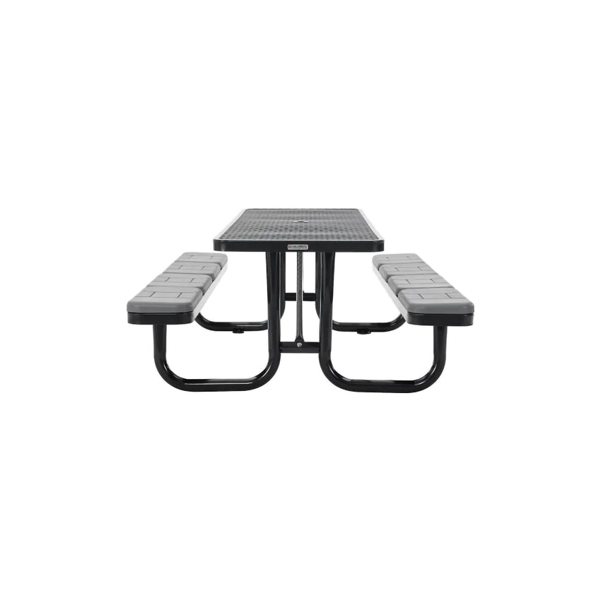 Global Industrial 8' Rectangular Picnic Table w/ Seat Cushions, Expanded Metal (GLB - 277153XXXKD) - SchoolOutlet