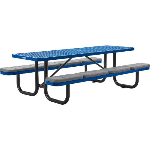 Global Industrial 8' Rectangular Picnic Table w/ Seat Cushions, Expanded Metal (GLB - 277153XXXKD) - SchoolOutlet