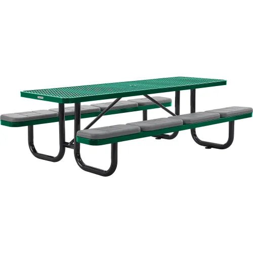 Global Industrial 8' Rectangular Picnic Table w/ Seat Cushions, Expanded Metal (GLB - 277153XXXKD) - SchoolOutlet