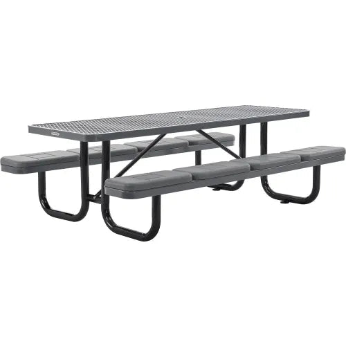 Global Industrial 8' Rectangular Picnic Table w/ Seat Cushions, Expanded Metal (GLB - 277153XXXKD) - SchoolOutlet