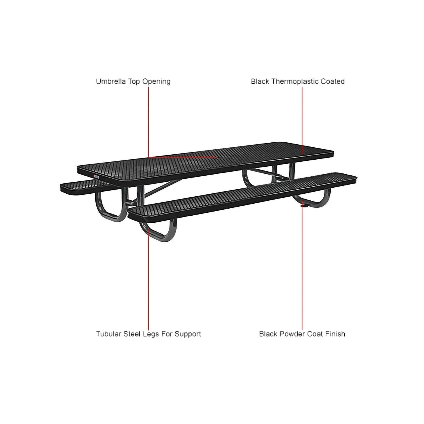 Global Industrial 8' Rectangular Kids Picnic Table, Expanded Metal (GLB - 277153K) - SchoolOutlet