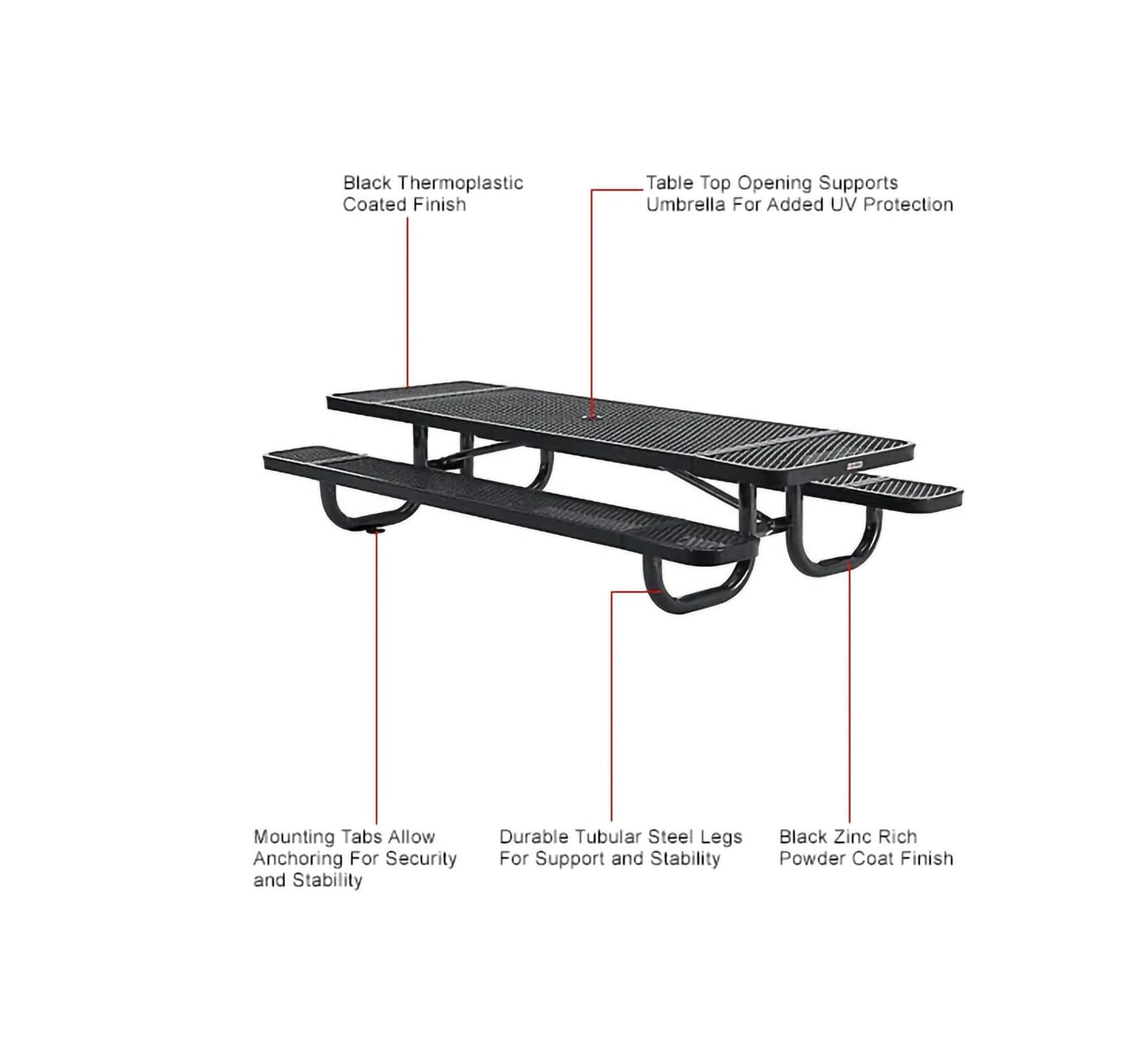 Global Industrial 8' Rectangular Kids Picnic Table, Expanded Metal (GLB - 277153K) - SchoolOutlet