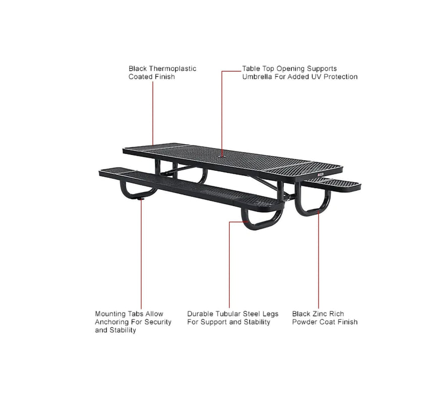 Global Industrial 8' Rectangular Kids Picnic Table, Expanded Metal (GLB - 277153K) - SchoolOutlet