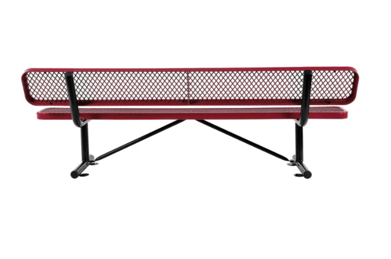 Global Industrial 8' Outdoor Steel Bench w/ Backrest Expanded Metal (GLB - 277155) - SchoolOutlet