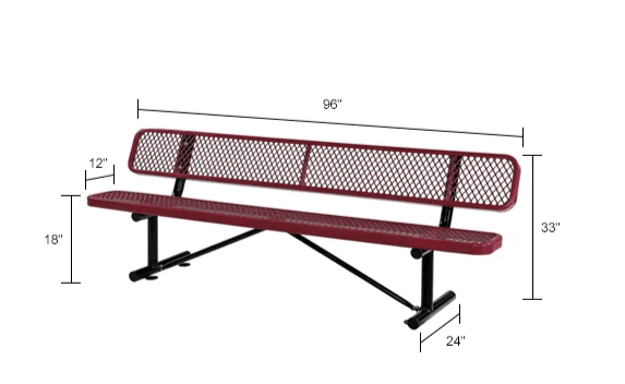 Global Industrial 8' Outdoor Steel Bench w/ Backrest Expanded Metal (GLB - 277155) - SchoolOutlet