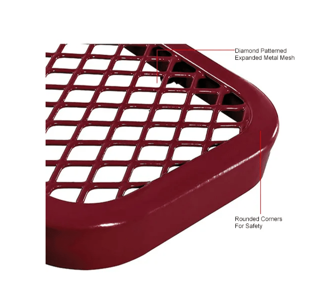 Global Industrial 8' Outdoor Steel Bench w/ Backrest Expanded Metal (GLB - 277155) - SchoolOutlet