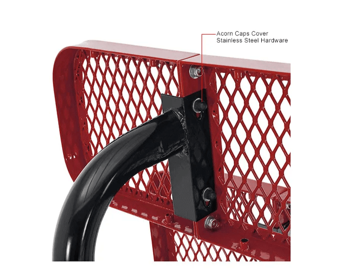 Global Industrial 8' Outdoor Steel Bench w/ Backrest Expanded Metal (GLB - 277155) - SchoolOutlet