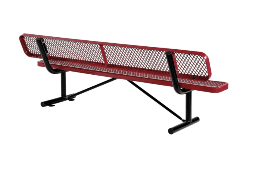 Global Industrial 8' Outdoor Steel Bench w/ Backrest Expanded Metal (GLB - 277155) - SchoolOutlet