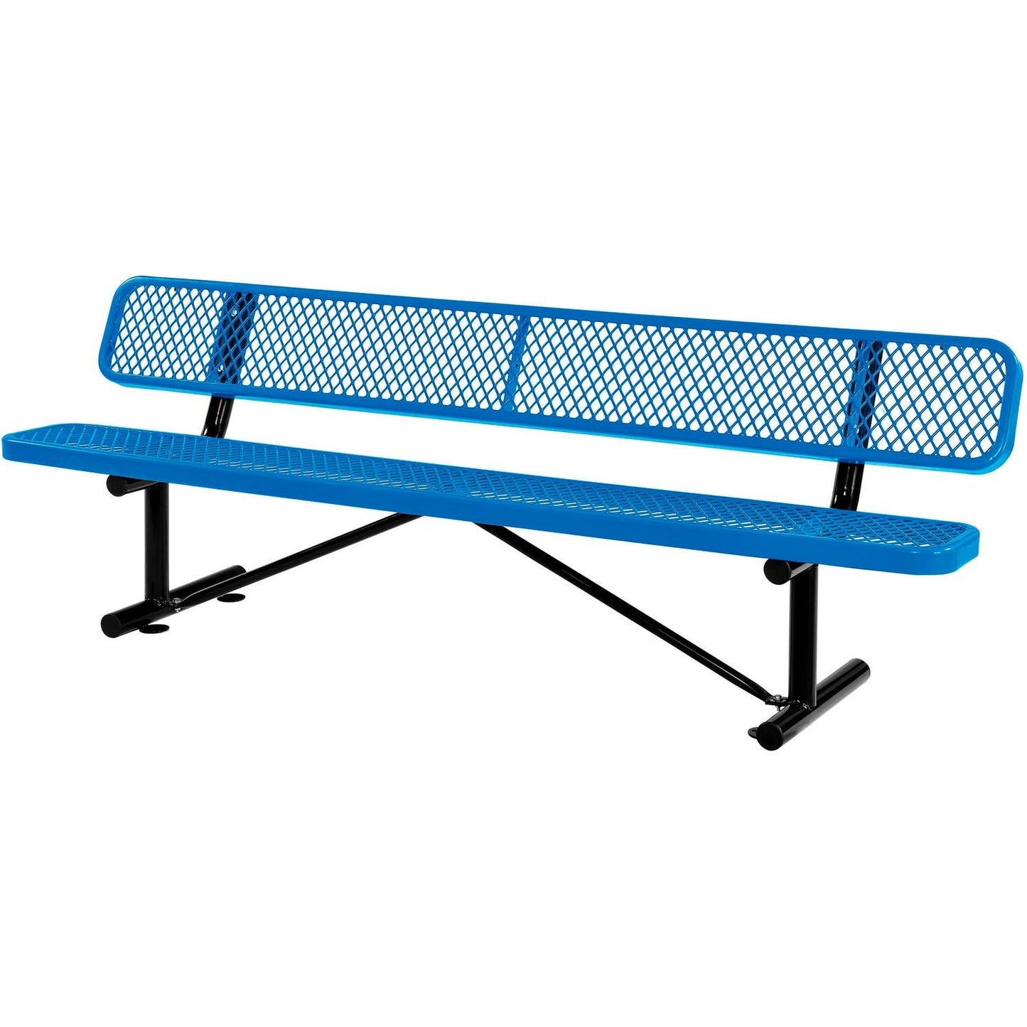Global Industrial 8' Outdoor Steel Bench w/ Backrest Expanded Metal (GLB - 277155) - SchoolOutlet