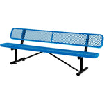Global Industrial 8' Outdoor Steel Bench w/ Backrest Expanded Metal (GLB - 277155) - SchoolOutlet