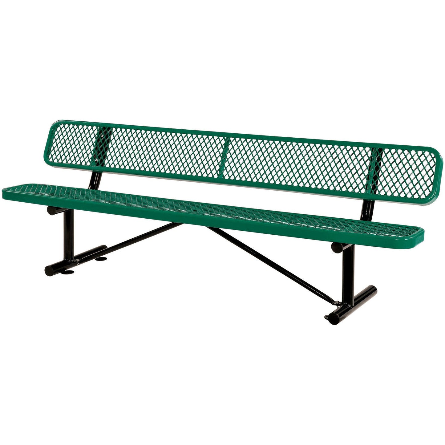 Global Industrial 8' Outdoor Steel Bench w/ Backrest Expanded Metal (GLB - 277155) - SchoolOutlet