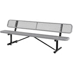 Global Industrial 8' Outdoor Steel Bench w/ Backrest Expanded Metal (GLB - 277155) - SchoolOutlet