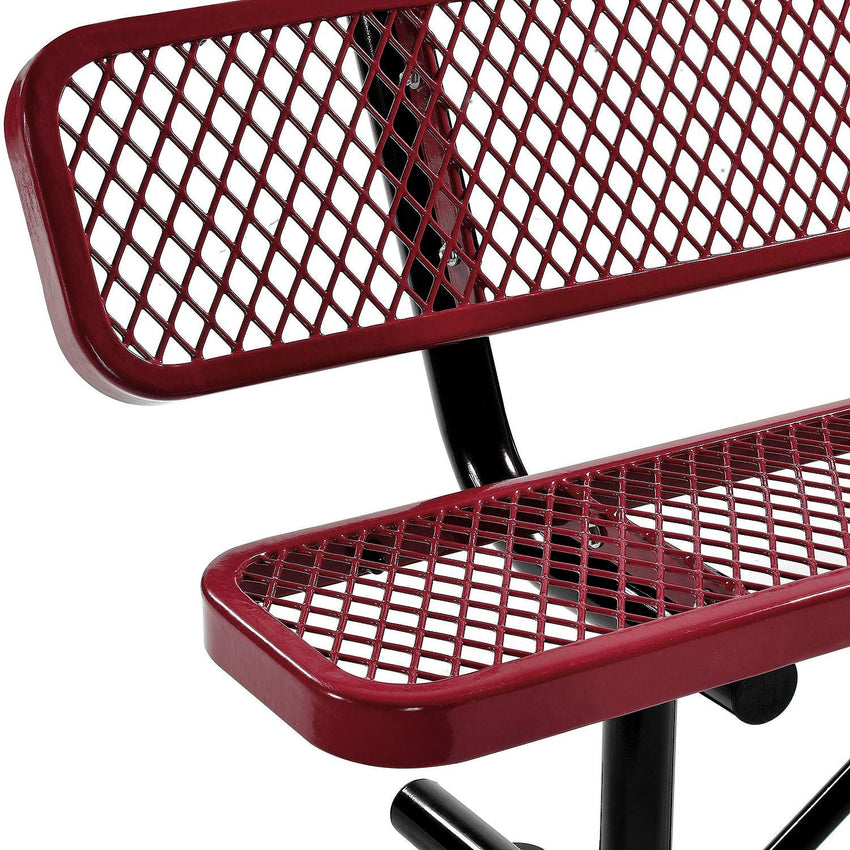 Global Industrial 8' Outdoor Steel Bench w/ Backrest Expanded Metal (GLB - 277155) - SchoolOutlet