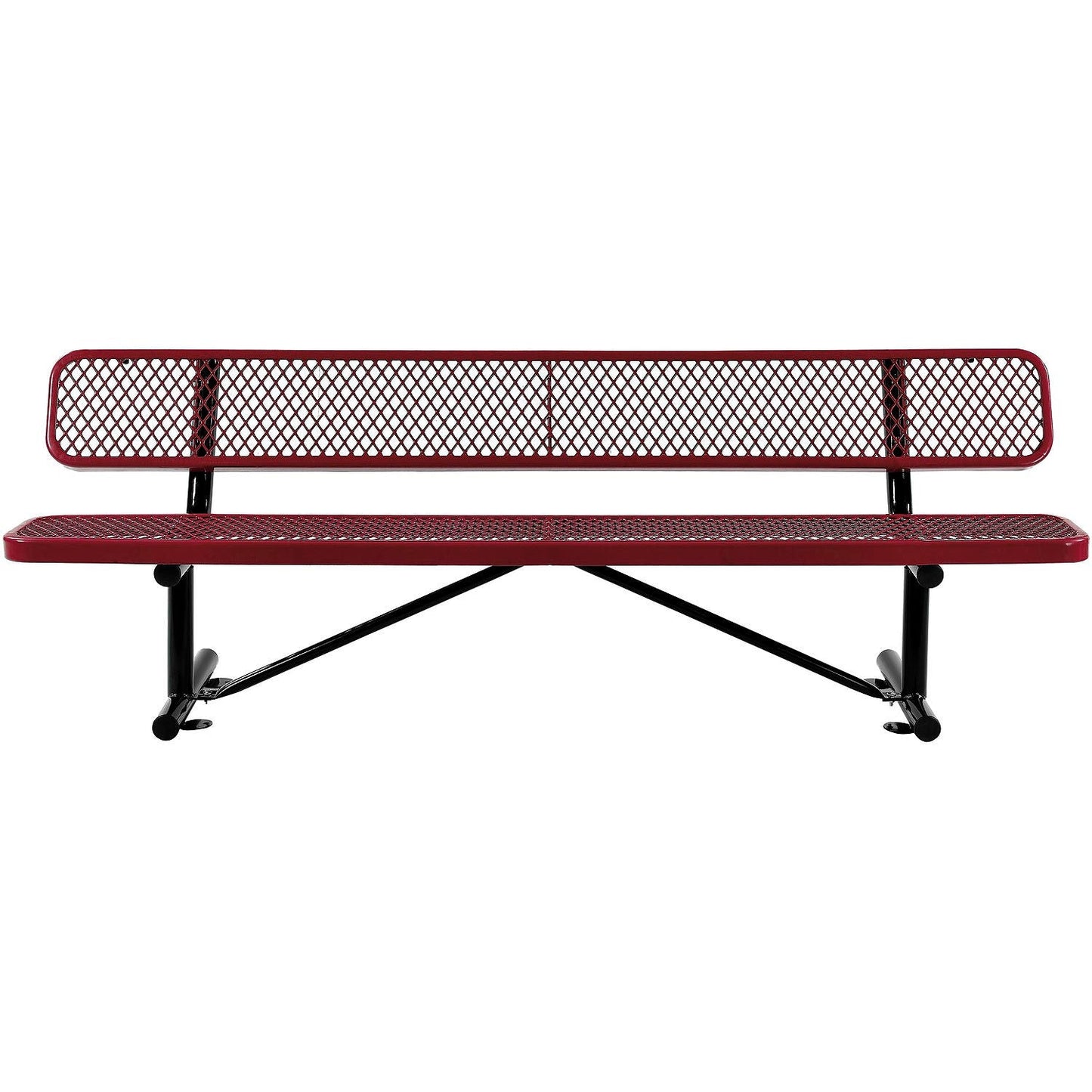 Global Industrial 8' Outdoor Steel Bench w/ Backrest Expanded Metal (GLB - 277155) - SchoolOutlet