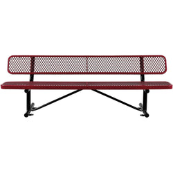 Global Industrial 8' Outdoor Steel Bench w/ Backrest Expanded Metal (GLB-277155)
