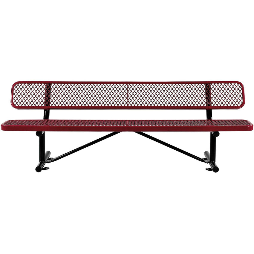 Global Industrial 8' Outdoor Steel Bench w/ Backrest Expanded Metal (GLB - 277155) - SchoolOutlet