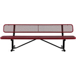 Global Industrial 8' Outdoor Steel Bench w/ Backrest Expanded Metal (GLB - 277155) - SchoolOutlet