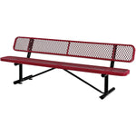 Global Industrial 8' Outdoor Steel Bench w/ Backrest Expanded Metal (GLB - 277155) - SchoolOutlet