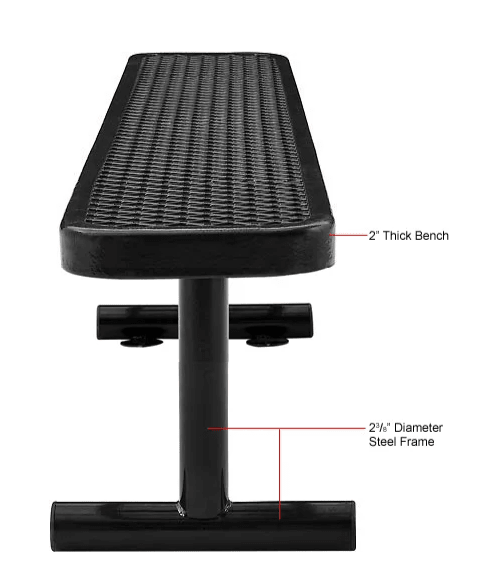 Global Industrial 6' Outdoor Steel Flat Bench Expanded Metal Black (GLB - 277156BK) - SchoolOutlet