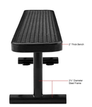 Global Industrial 6' Outdoor Steel Flat Bench Expanded Metal Black (GLB - 277156BK) - SchoolOutlet