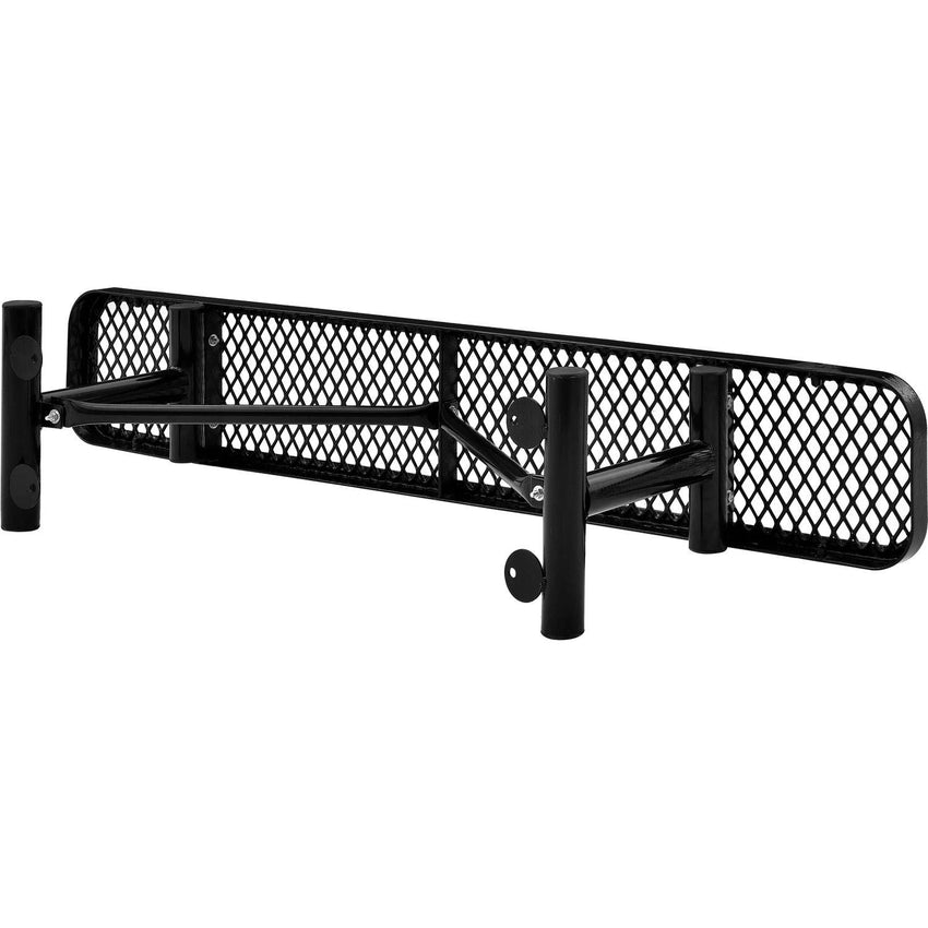 Global Industrial 6' Outdoor Steel Flat Bench Expanded Metal Black (GLB - 277156BK) - SchoolOutlet