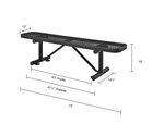 Global Industrial 6' Outdoor Steel Flat Bench Expanded Metal Black (GLB - 277156BK) - SchoolOutlet