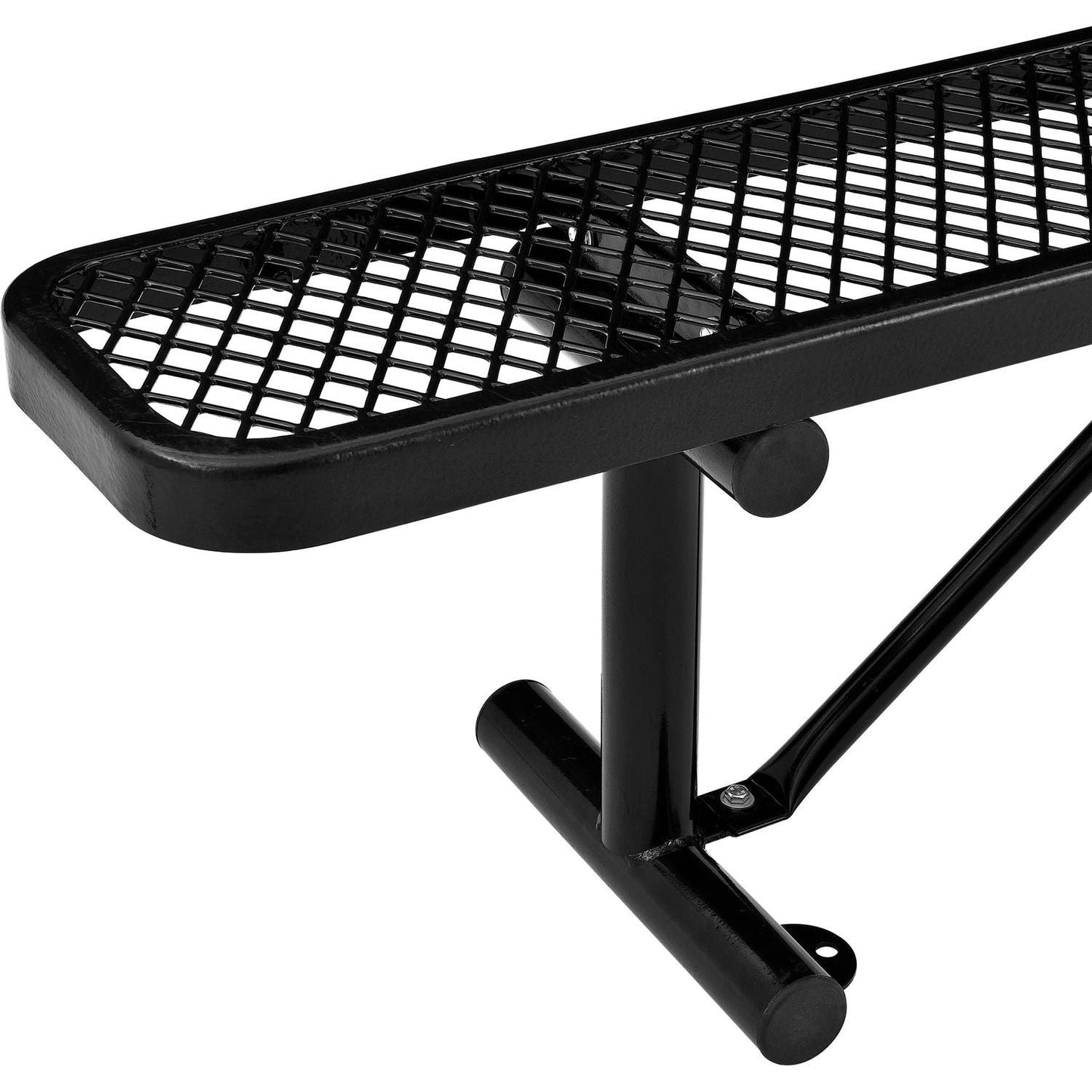 Global Industrial 6' Outdoor Steel Flat Bench Expanded Metal Black (GLB - 277156BK) - SchoolOutlet