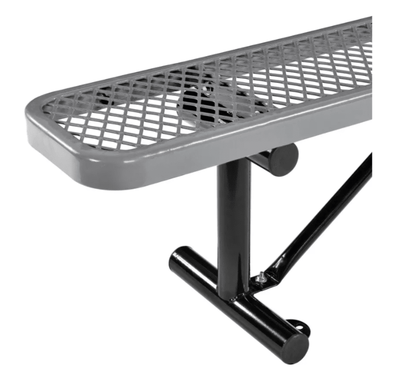 Global Industrial 8' Outdoor Steel Flat Bench Expanded Metal Gray (GLB - 277157GY) - SchoolOutlet