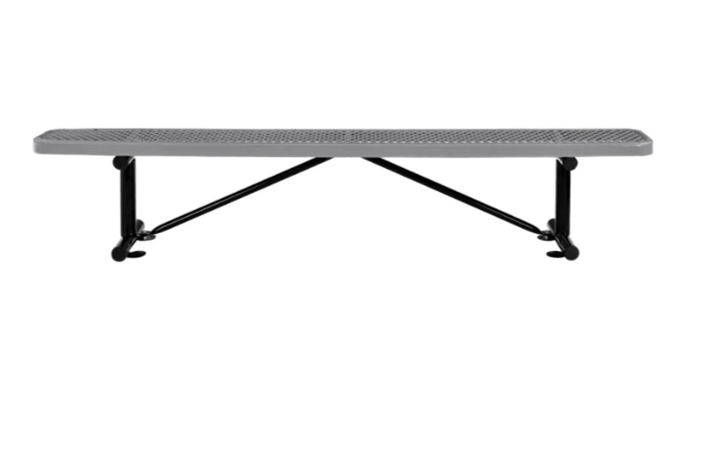 Global Industrial 8' Outdoor Steel Flat Bench Expanded Metal Gray (GLB - 277157GY) - SchoolOutlet