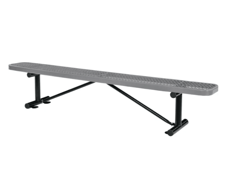 Global Industrial 8' Outdoor Steel Flat Bench Expanded Metal Gray (GLB - 277157GY) - SchoolOutlet