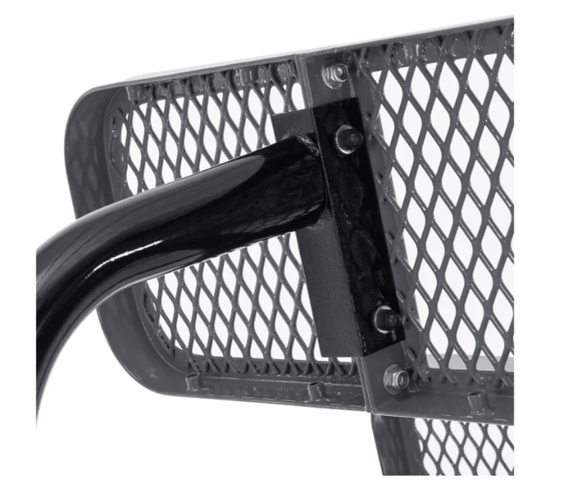 Global Industrial 8' Outdoor Steel Flat Bench Expanded Metal Gray (GLB - 277157GY) - SchoolOutlet
