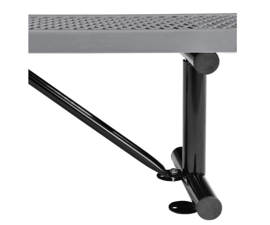 Global Industrial 8' Outdoor Steel Flat Bench Expanded Metal Gray (GLB - 277157GY) - SchoolOutlet