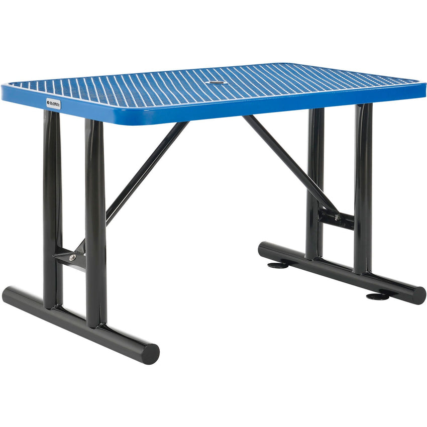 Global Industrial 4' Rectangular Steel Outdoor Table Expanded Metal (GLB - 277550) - SchoolOutlet
