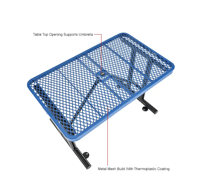 Global Industrial 4' Rectangular Steel Outdoor Table Expanded Metal (GLB - 277550) - SchoolOutlet
