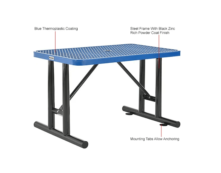 Global Industrial 4' Rectangular Steel Outdoor Table Expanded Metal (GLB - 277550) - SchoolOutlet