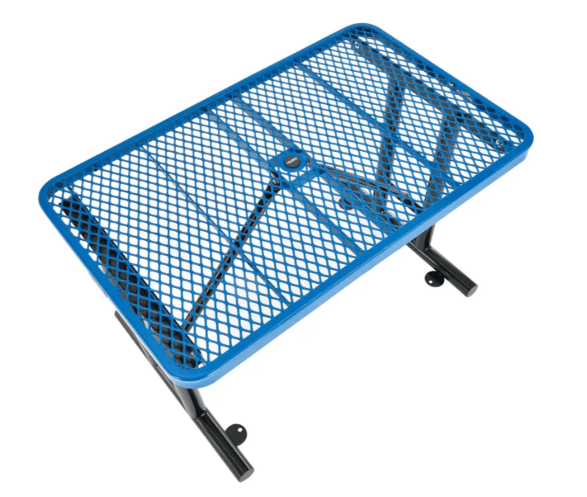Global Industrial 4' Rectangular Steel Outdoor Table Expanded Metal (GLB - 277550) - SchoolOutlet