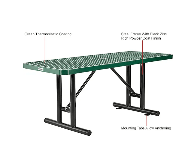 Global Industrial 6' Rectangular Steel Outdoor Table Expanded Metal (GLB - 277560) - SchoolOutlet