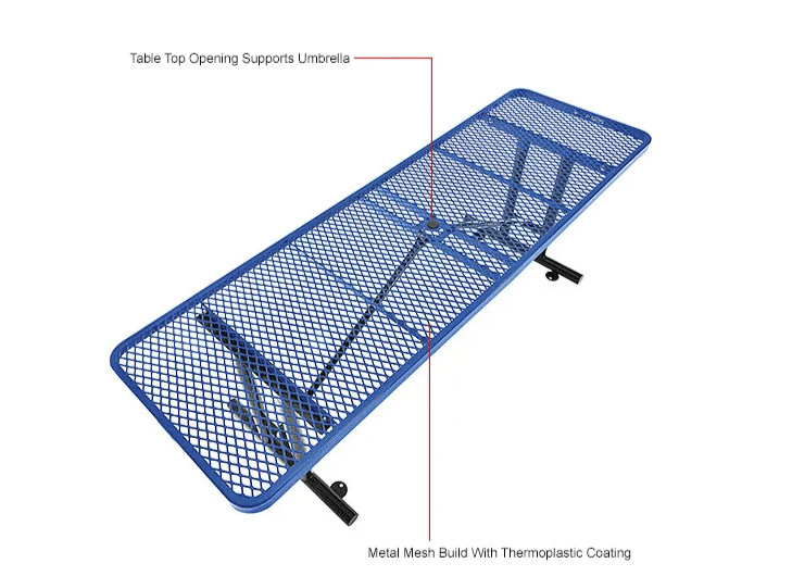 Global Industrial 8' Rectangular Steel Outdoor Table Expanded Metal (GLB - 277570) - SchoolOutlet