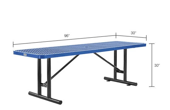 Global Industrial 8' Rectangular Steel Outdoor Table Expanded Metal (GLB - 277570) - SchoolOutlet