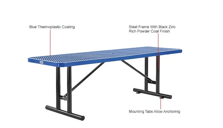 Global Industrial 8' Rectangular Steel Outdoor Table Expanded Metal (GLB - 277570) - SchoolOutlet